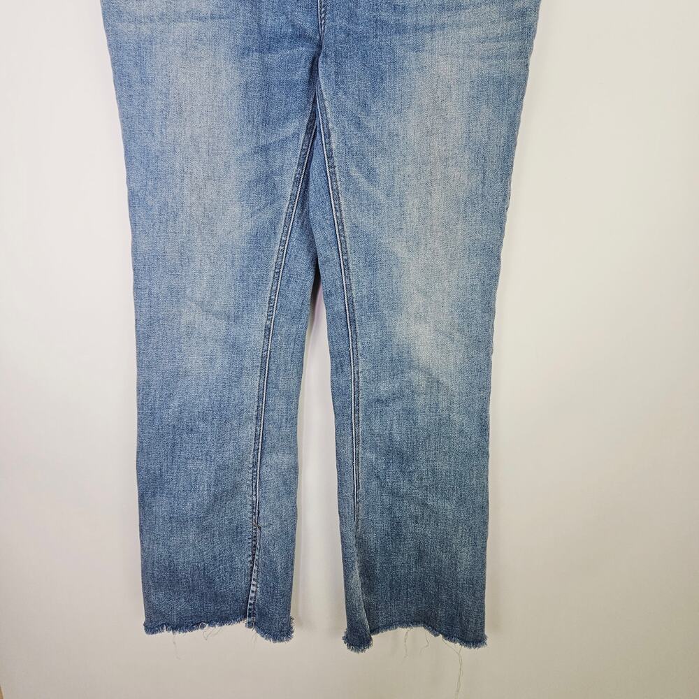 Good Hart High Rise Slit Flare Leg Jeans Size 12 High Rise Boho Hippie Raw Hem - Picture 7 of 13